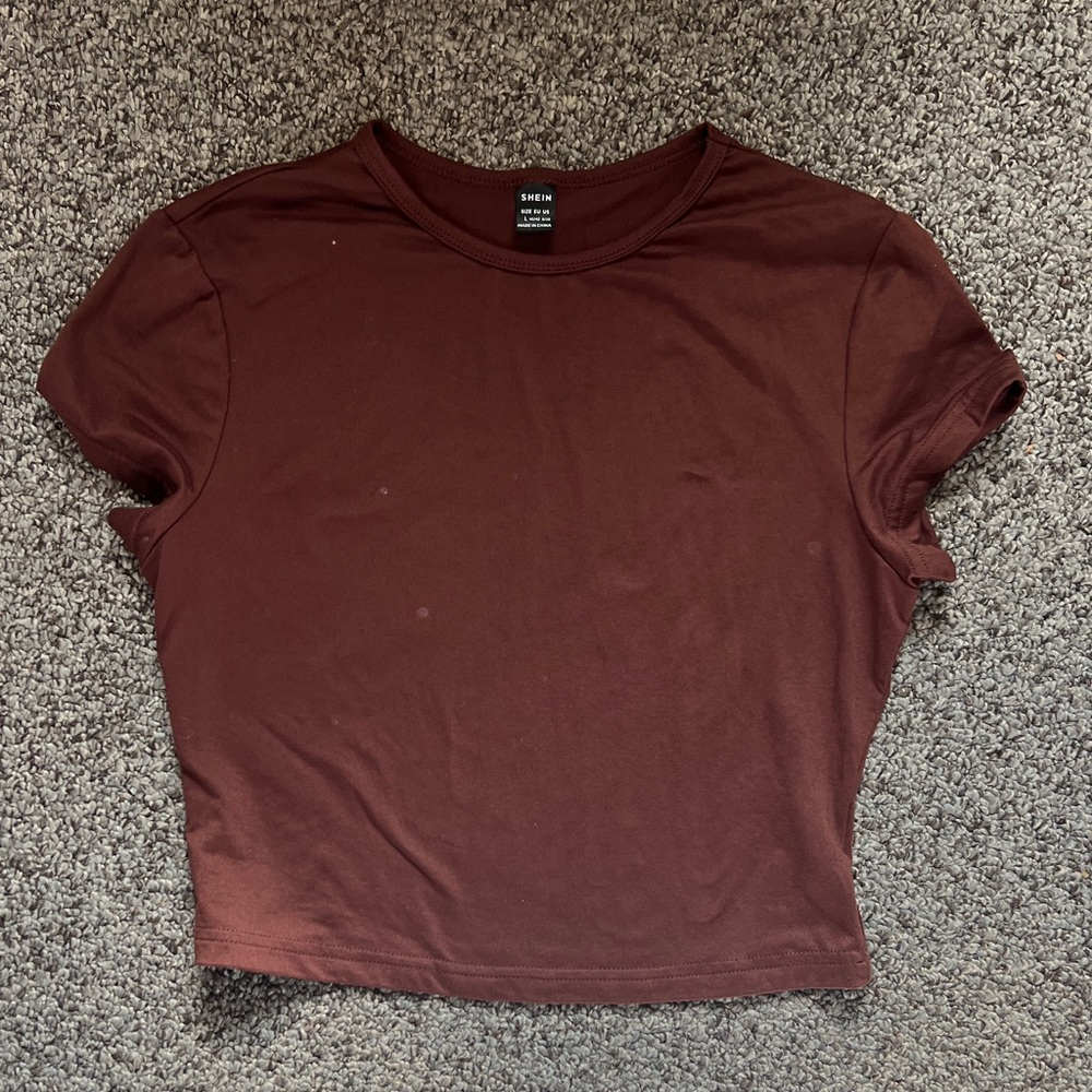 SHEIN Women's Dark Brown Short Sleeve Tee